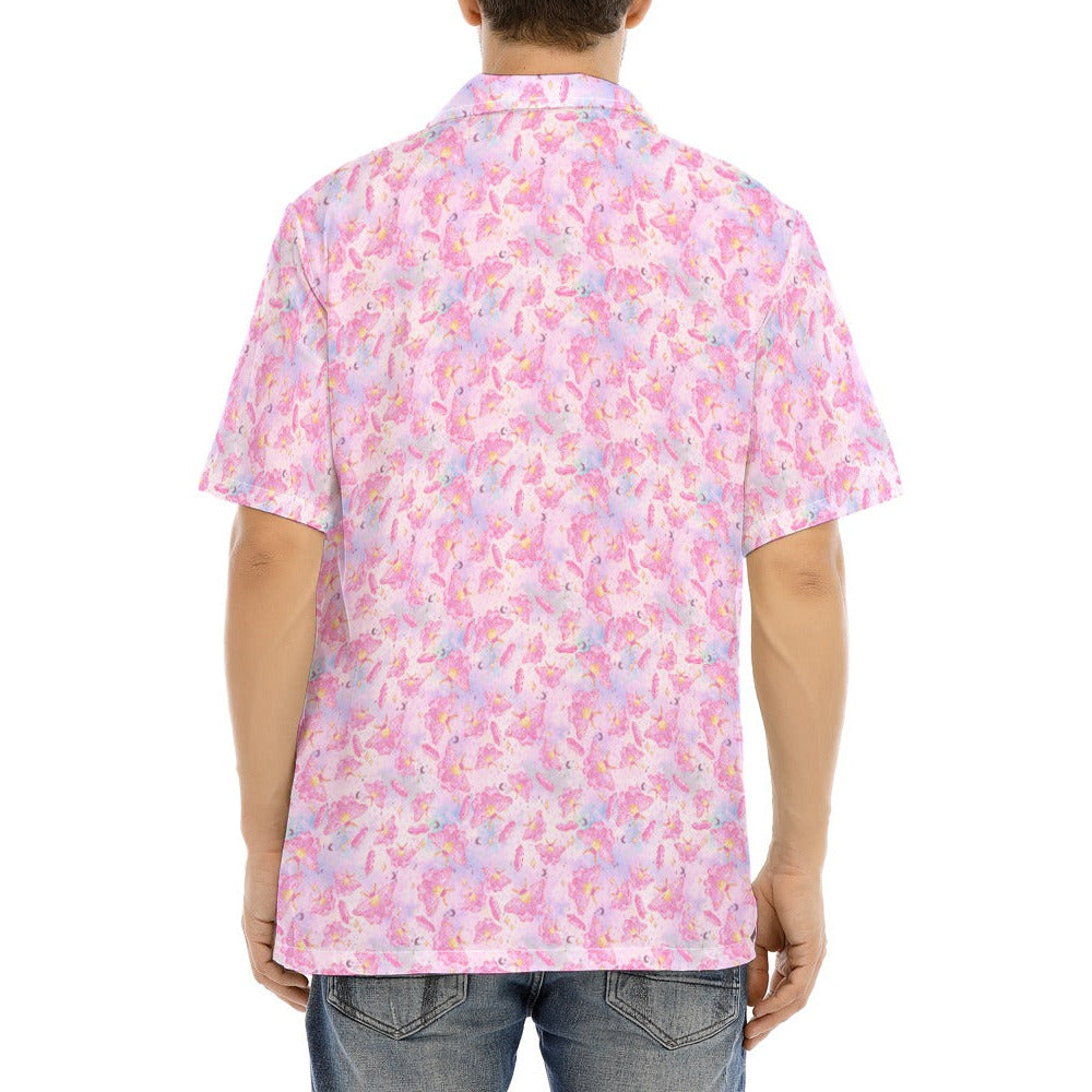 Pink Crystal Lunar Moths - Men's Hawaiian Button Up Shirt