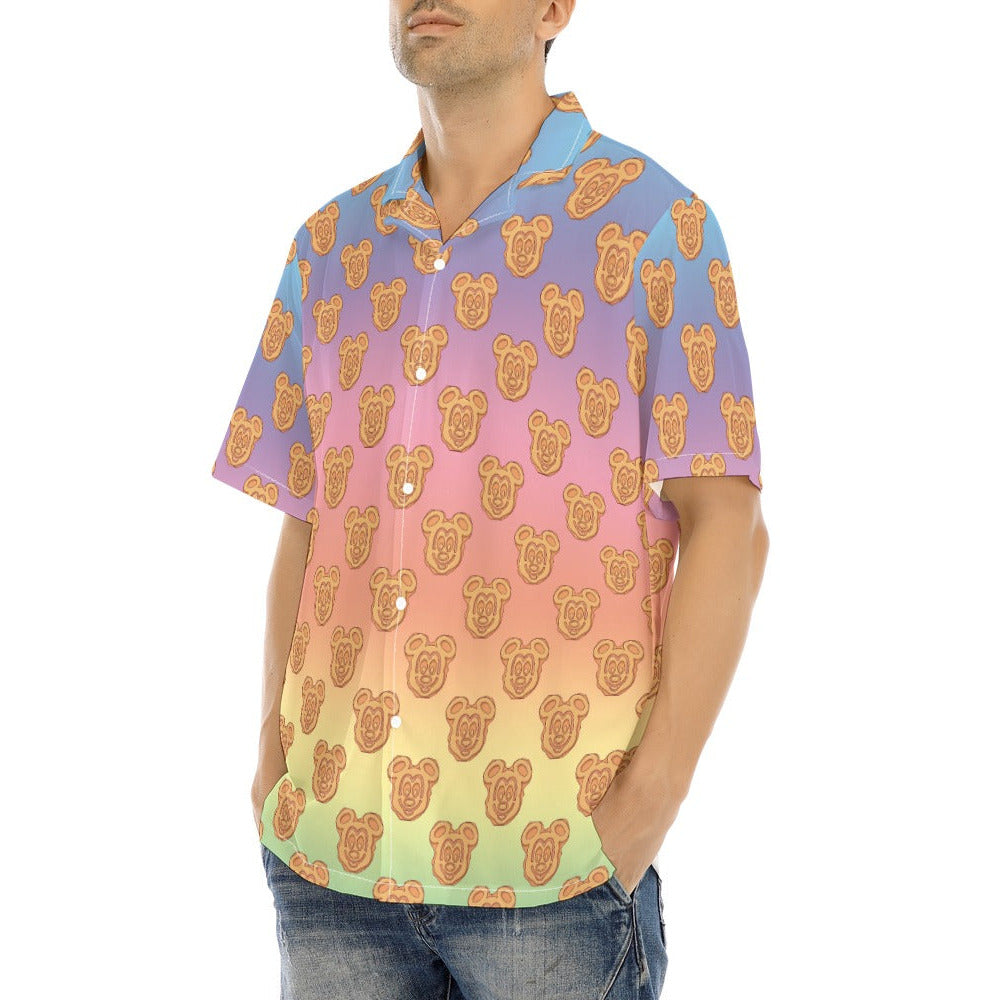 Rainbow Mouse Waffles - Men's Hawaiian Button Up Shirt