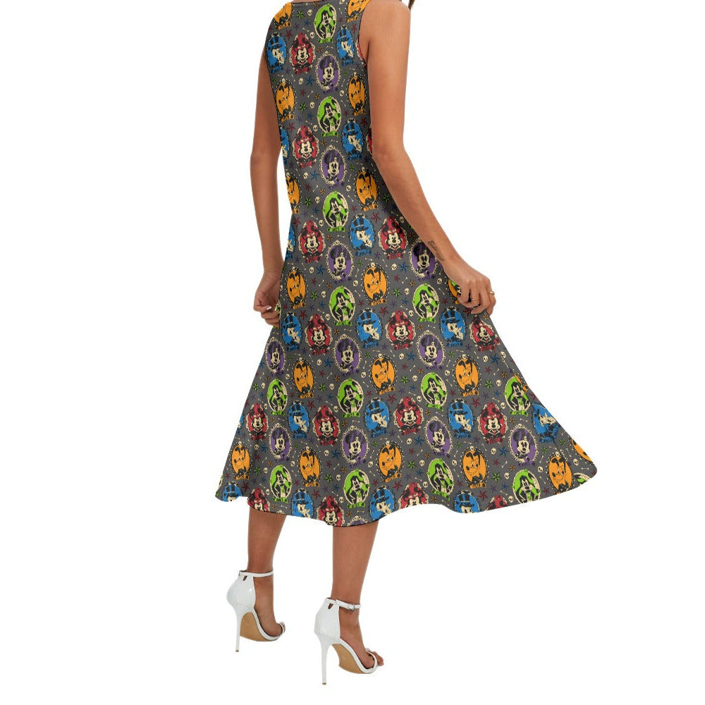 Gothic Halloween Cameos - Women’s Diagonal Pocket Midi Dress