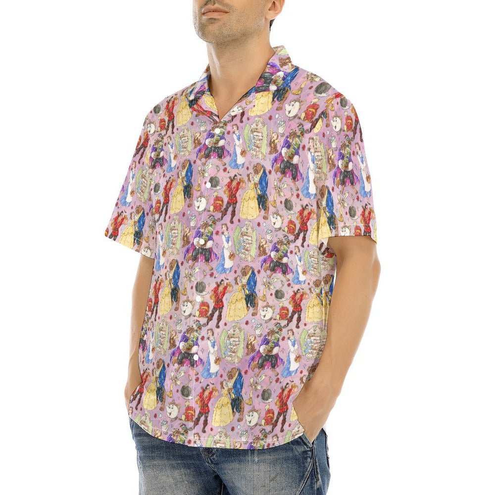 Enchanted Tale Sketch - Men's Hawaiian Button Up Shirt