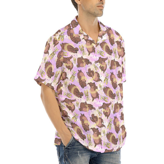 Ballerina Hippos - Men's Hawaiian Button Up Shirt