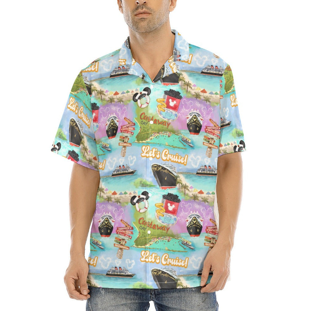 Tropical Castaway Island - Men's Hawaiian Button Up Shirt