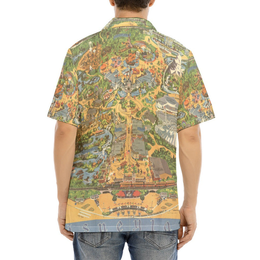 Vintage Theme Park Map - Men's Hawaiian Button Up Shirt