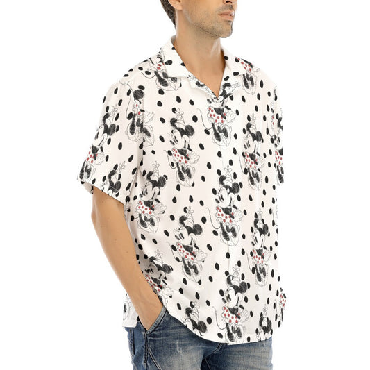 Sketch of Polka Dot Mouse - Men's Hawaiian Button Up Shirt