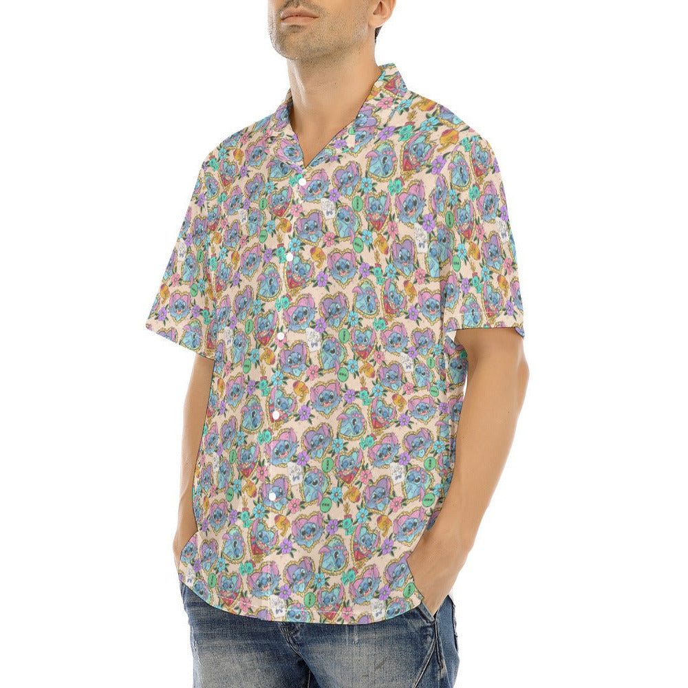 Tattoo Hearts Island Mischief - Men's Hawaiian Button Up Shirt