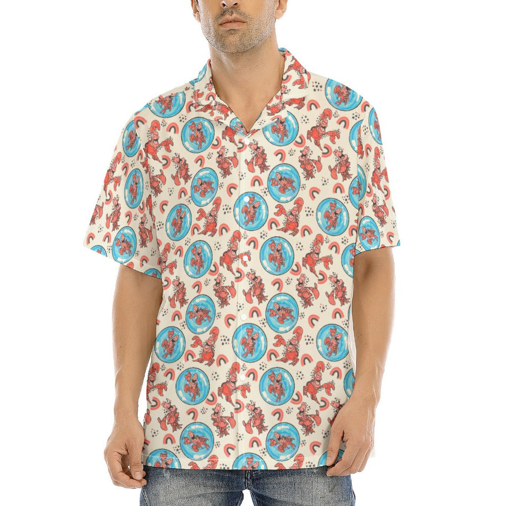 Joyful Crab by the Sea - Men's Hawaiian Button Up Shirt