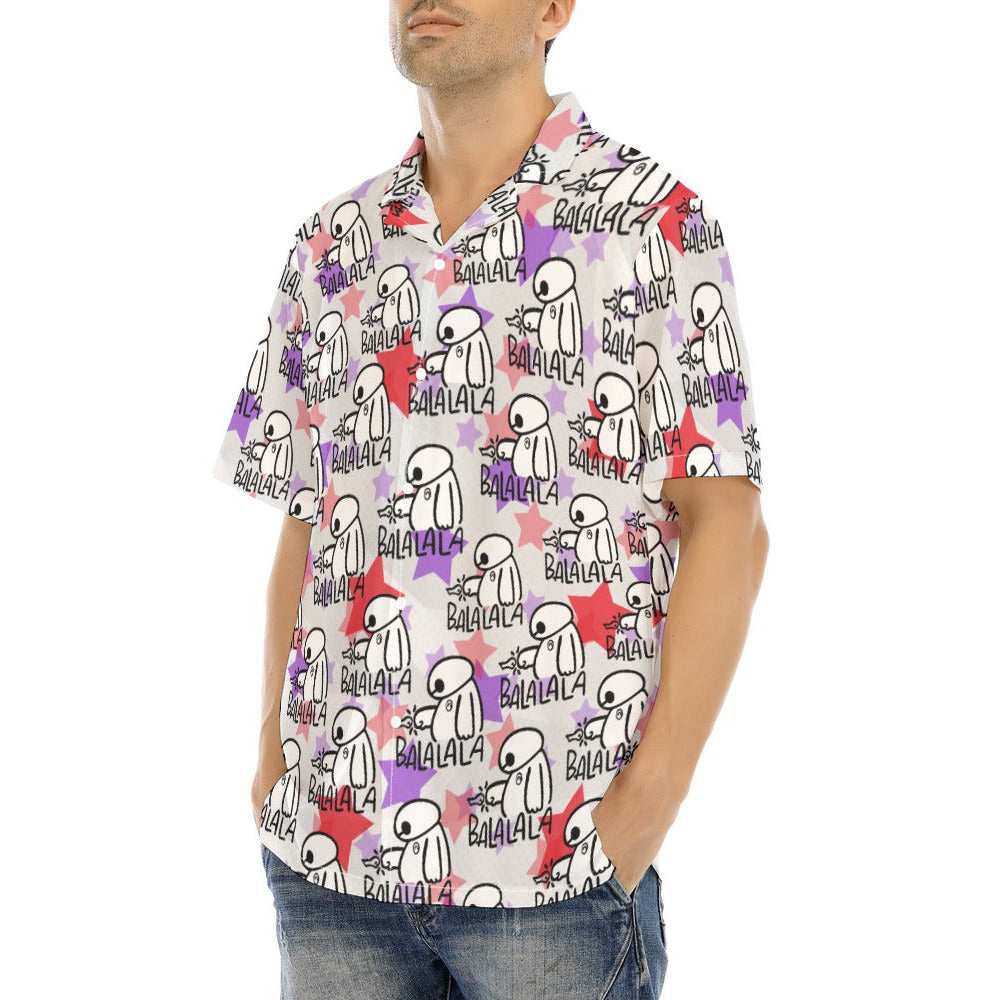 White Robot Balala - Men's Hawaiian Button Up Shirt