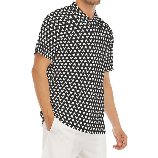 Playful Polka Dot Ears Black - Men's Polo Shirt