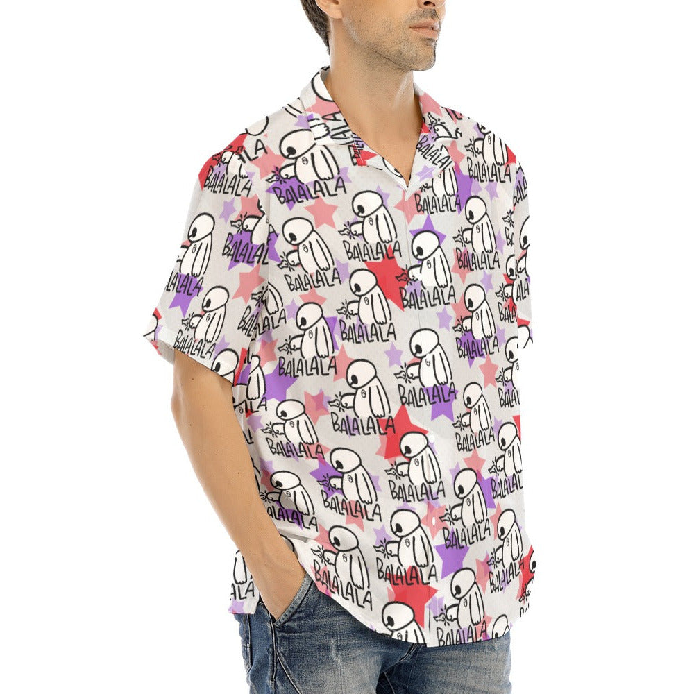 White Robot Balala - Men's Hawaiian Button Up Shirt