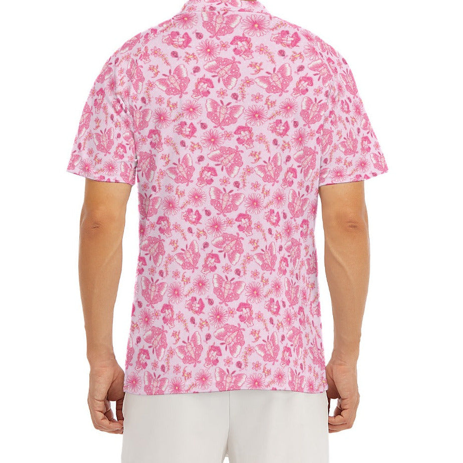 Pink Mushroom Moths - Men's Polo Shirt