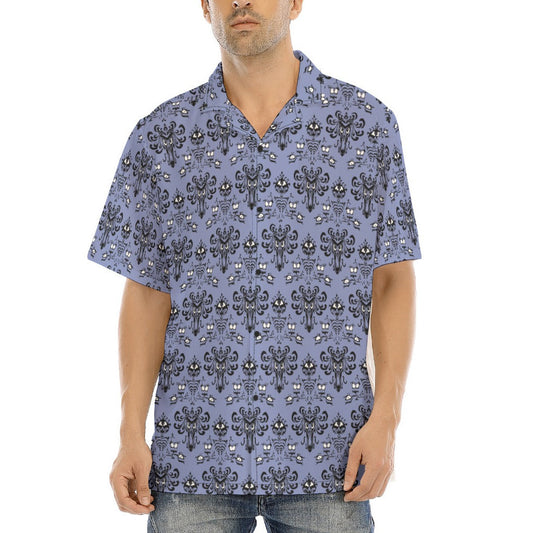 Spooky Mansion Wallpaper - Men's Hawaiian Button Up Shirt