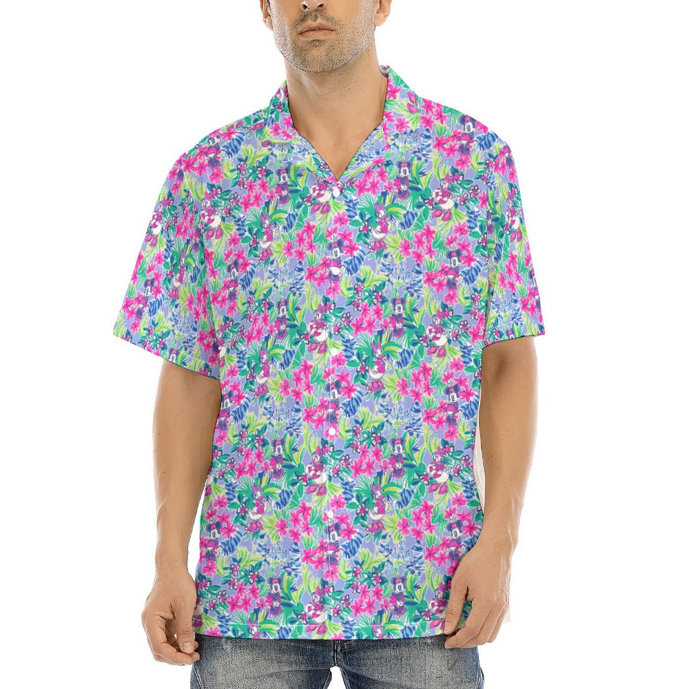 Bright Tropical Bliss - Island Mouse Duo - Men's Hawaiian Button Up Shirt