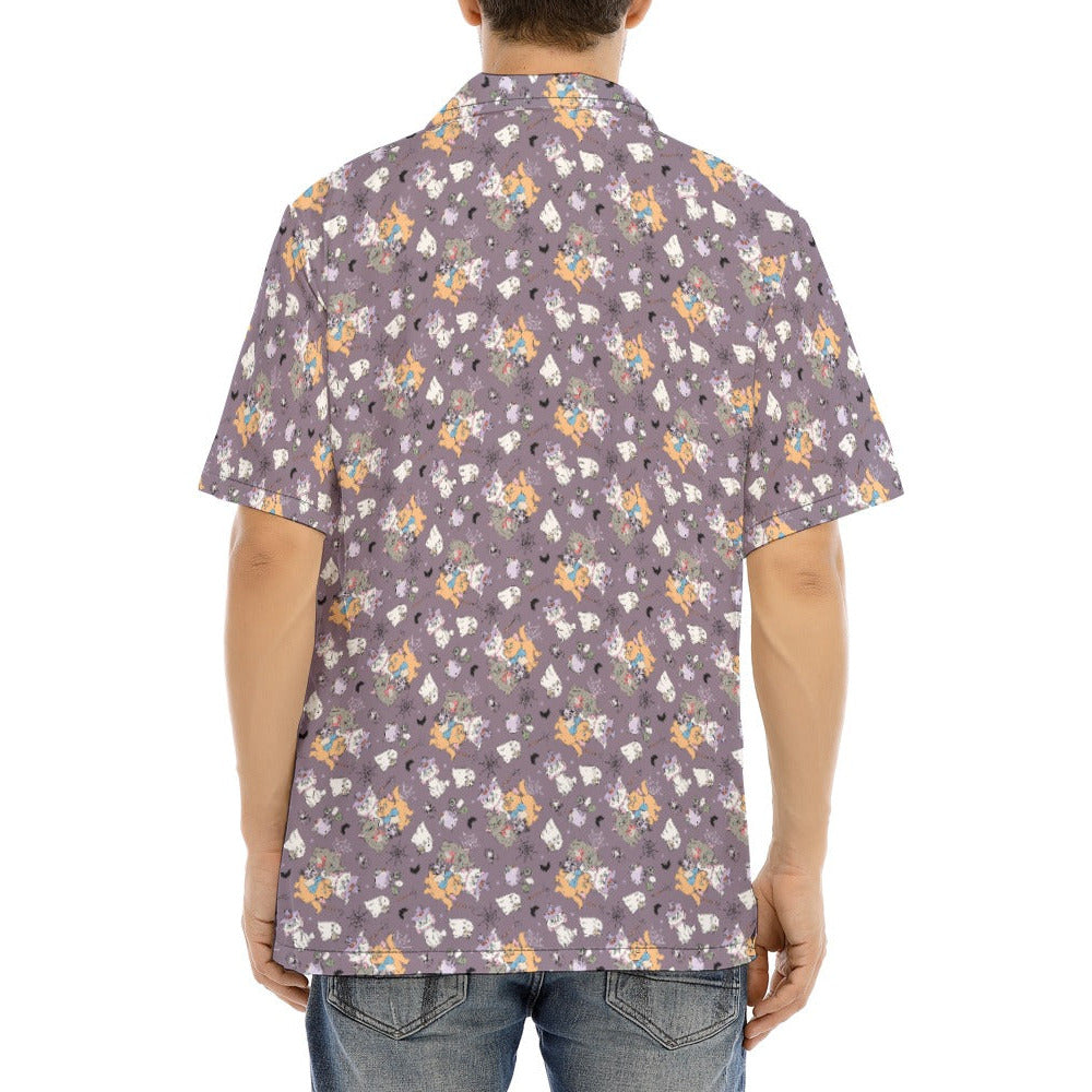 Spooky Fancy Felines - Men's Hawaiian Button Up Shirt