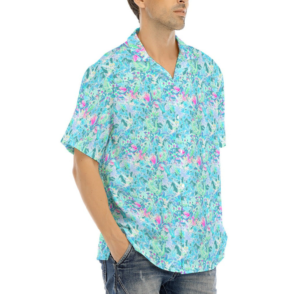 Bright Floral Flight - Neverland Adventure - Men's Hawaiian Button Up Shirt
