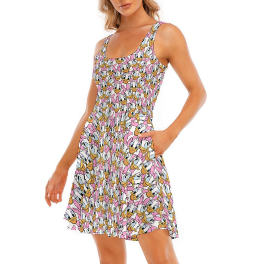 Many Faces of Sassy Duck - Women's Sleeveless Pocket Skater Dress
