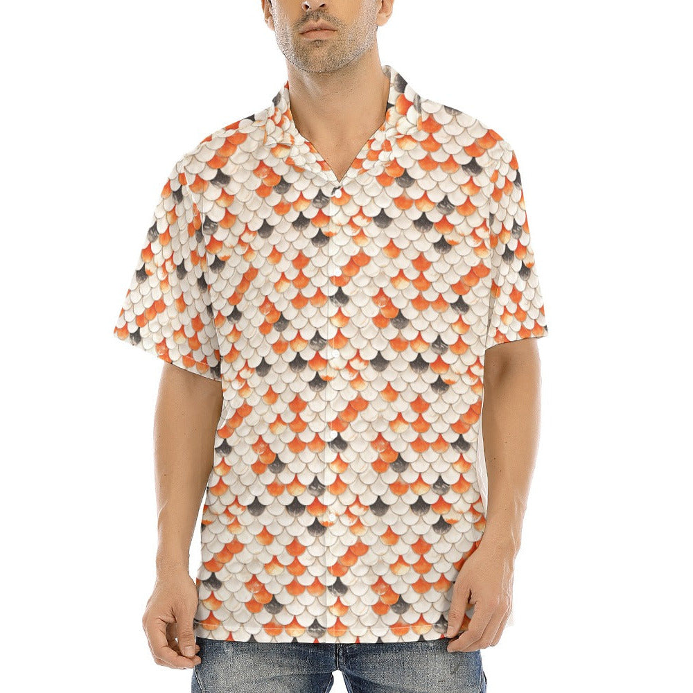 Animal Print - Koi Fish - Men's Hawaiian Button Up Shirt