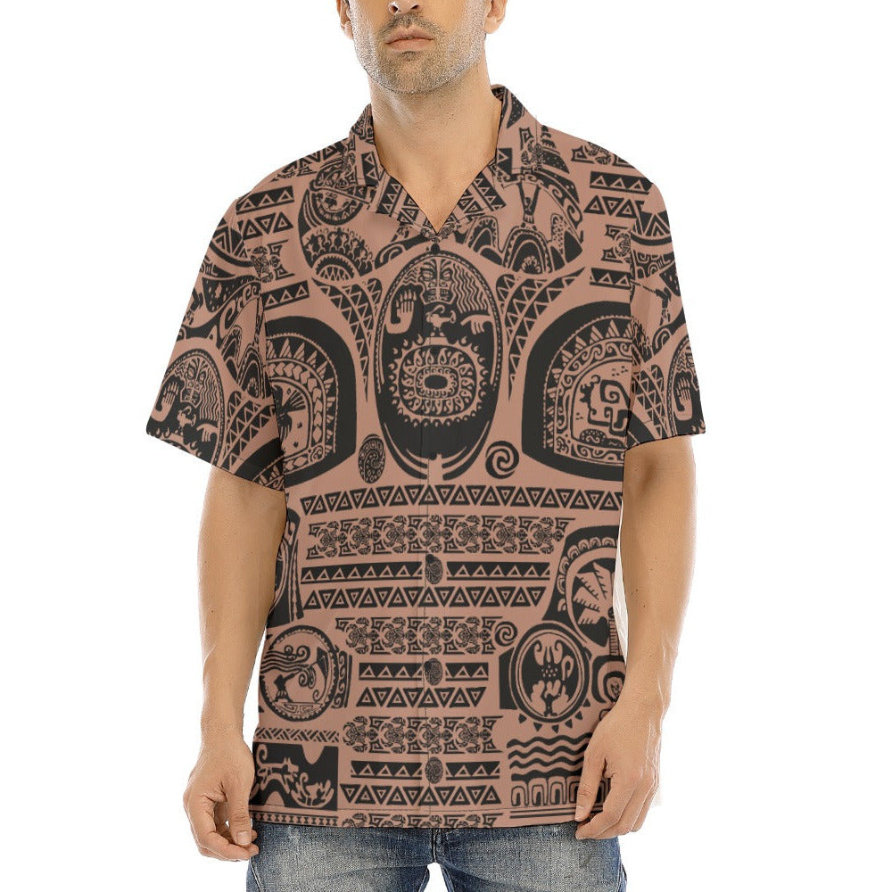 Polynesian Tattoo Motifs - Men's Hawaiian Button Up Shirt