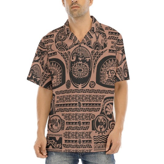Polynesian Tattoo Motifs - Men's Hawaiian Button Up Shirt