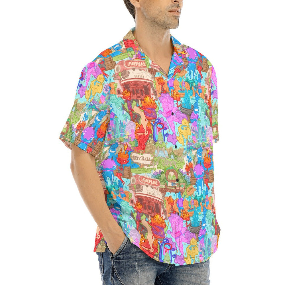 Element City Scene Collage - Men's Hawaiian Button Up Shirt
