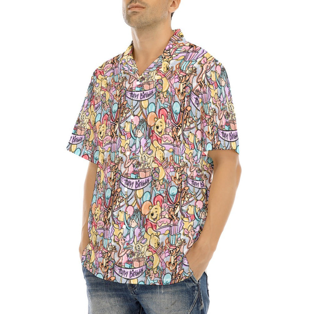 Birthday Bash in the Woods - Men's Hawaiian Button Up Shirt