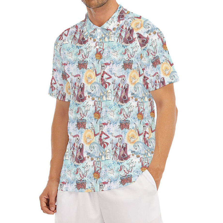 Santa Jack with Sally & Ghost Dog - Men's Polo Shirt
