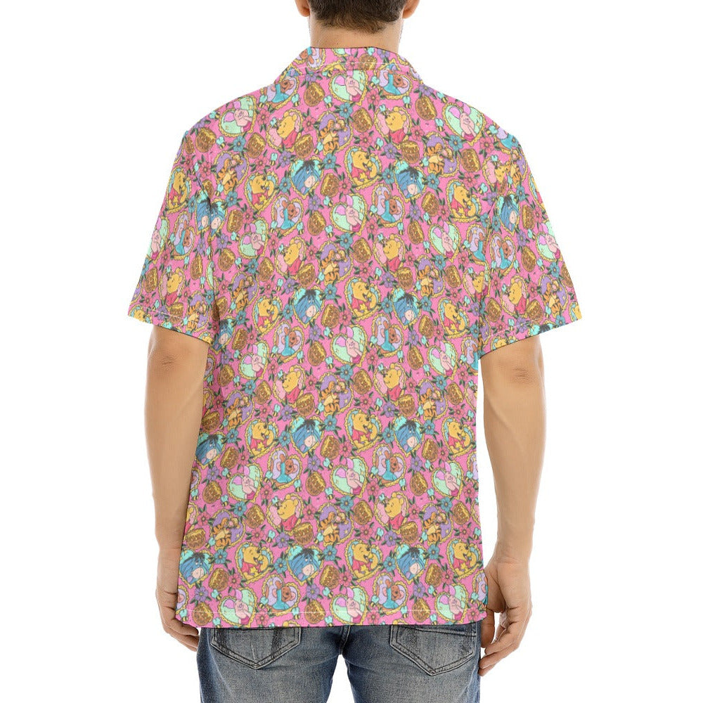 Tattoo Hearts Woodland Friends - Men's Hawaiian Button Up Shirt