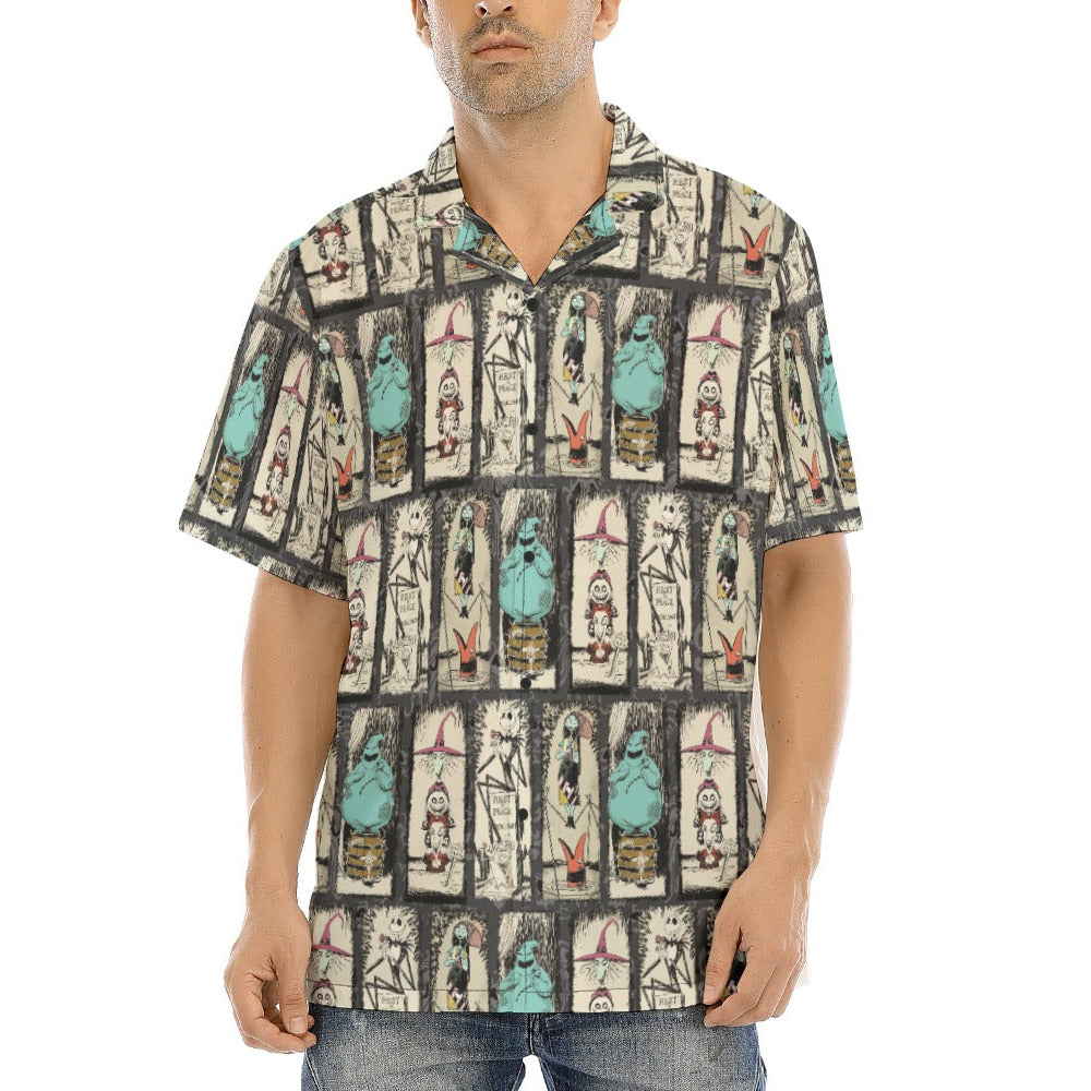 Stretching Haunted Nightmare - Men's Hawaiian Button Up Shirt