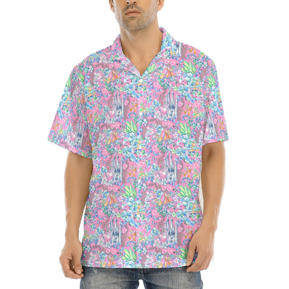 Bright Tropical Dreams - Enchanted Squeaky Helpers - Men's Hawaiian Button Up Shirt