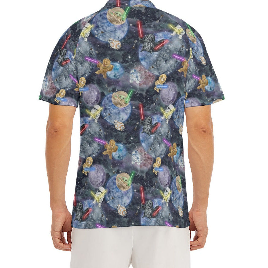 Watercolor Cosmic Battle - Men's Polo Shirt