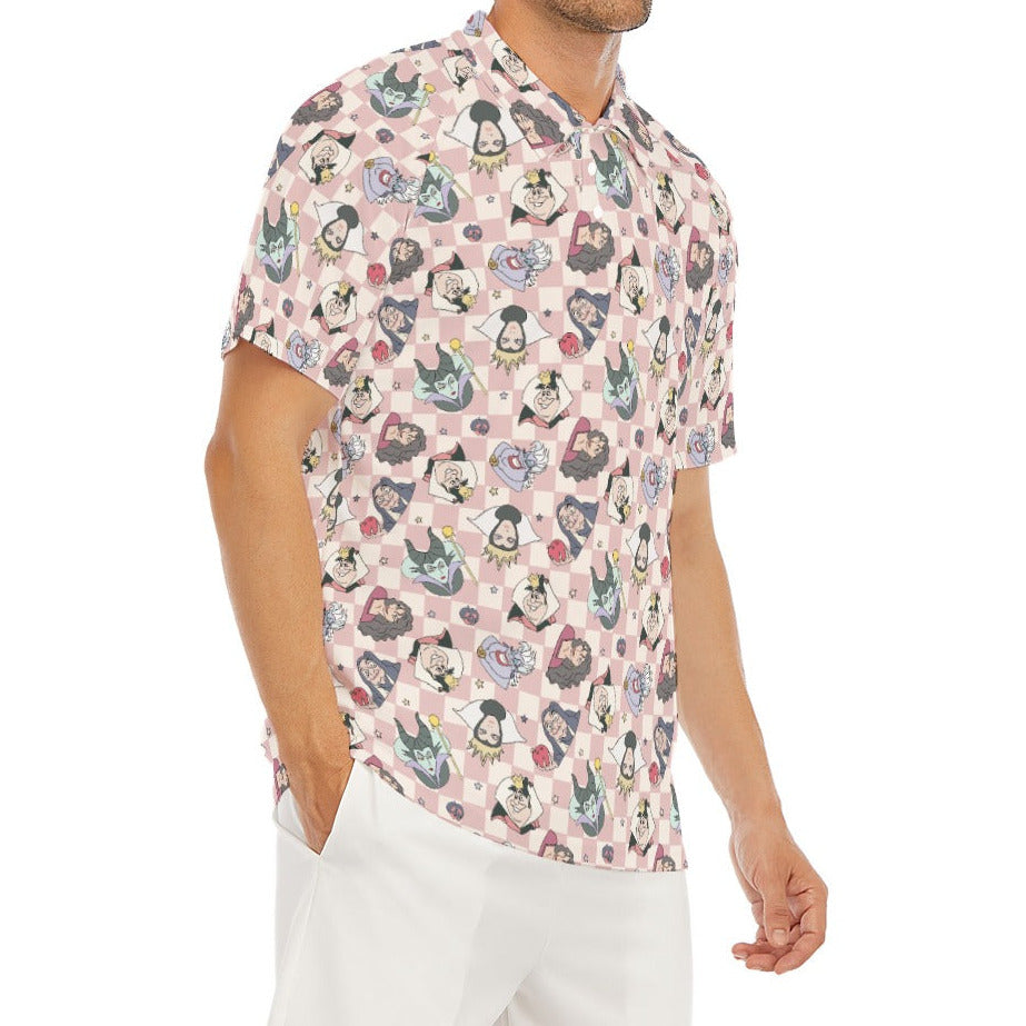 Pink Checkerboard Villains - Men's Polo Shirt