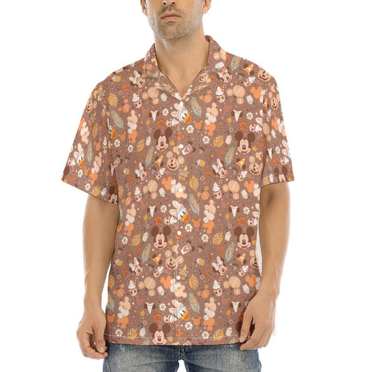 Pumpkin Spice Friends Fall - Men's Hawaiian Button Up Shirt