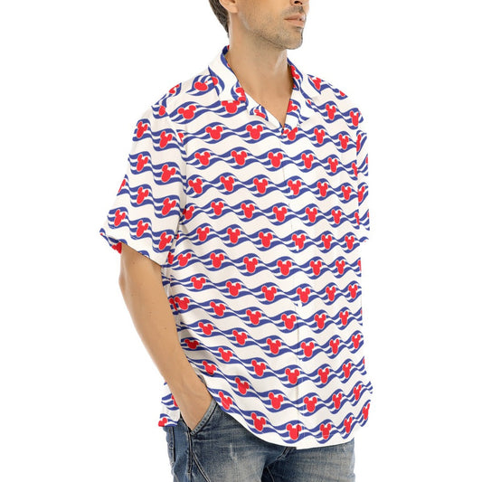 Nautical Cruise Logo Print - Men's Hawaiian Button Up Shirt