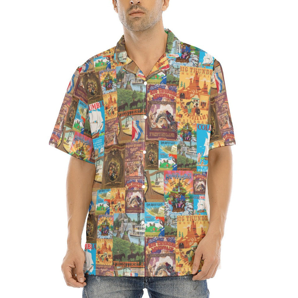 Vintage Frontier Ride Posters - Men's Hawaiian Button Up Shirt