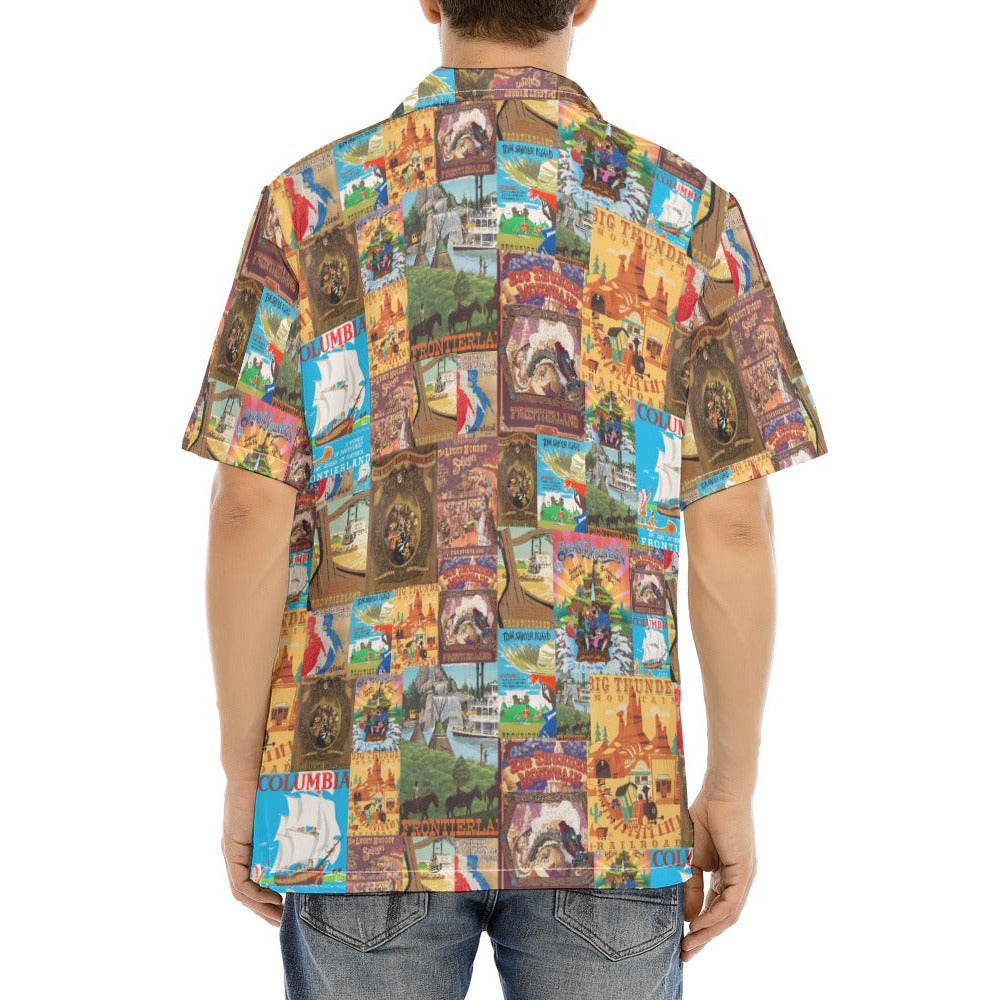 Vintage Frontier Ride Posters - Men's Hawaiian Button Up Shirt