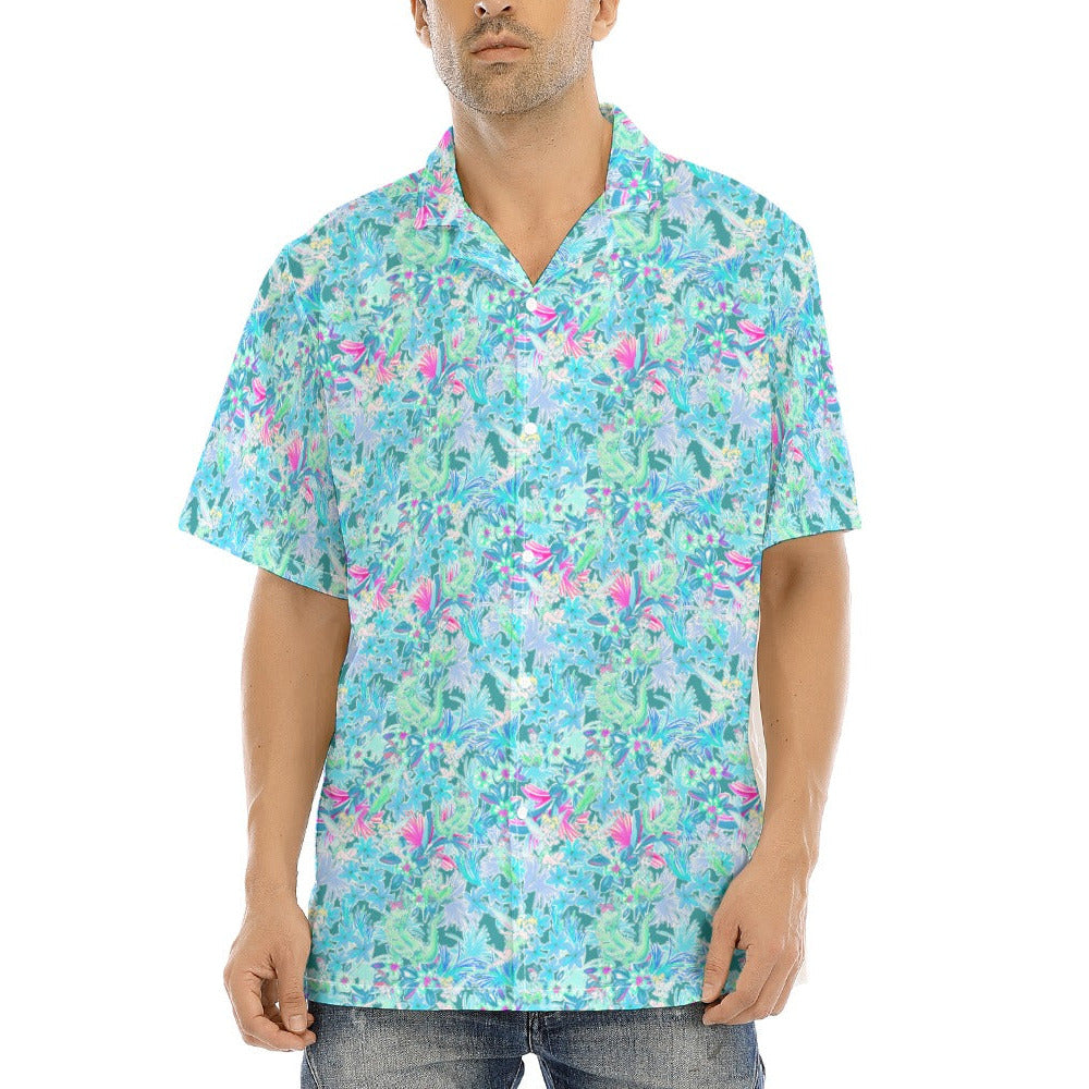 Bright Floral Flight - Neverland Adventure - Men's Hawaiian Button Up Shirt