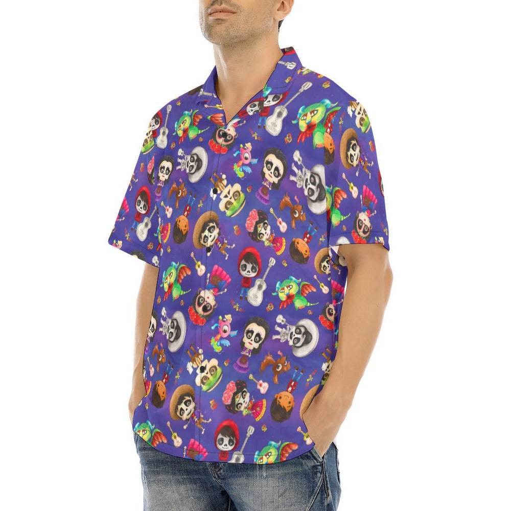 Poco Loco Día de Muertos - Men's Hawaiian Button Up Shirt