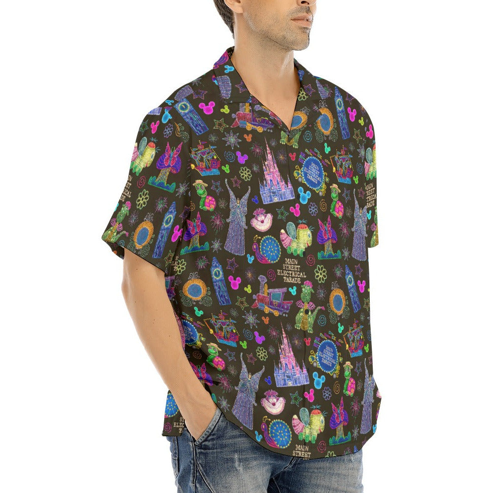 Main Street Neon Parade - Men's Hawaiian Button Up Shirt