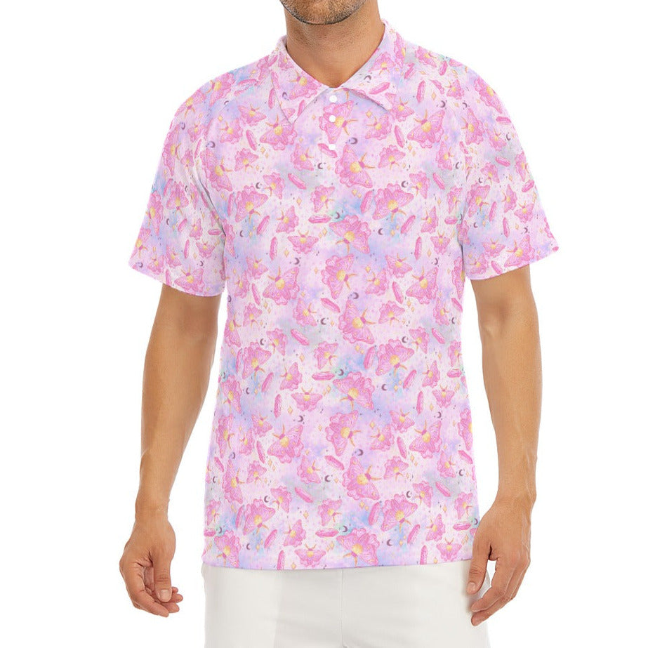 Pink Crystal Lunar Moths - Men's Polo Shirt