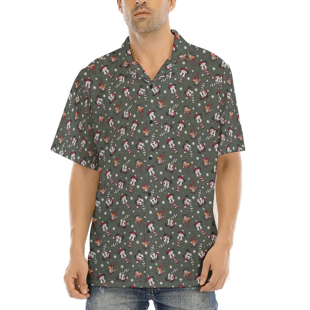 Vintage Holiday Friends - Men's Hawaiian Button Up Shirt