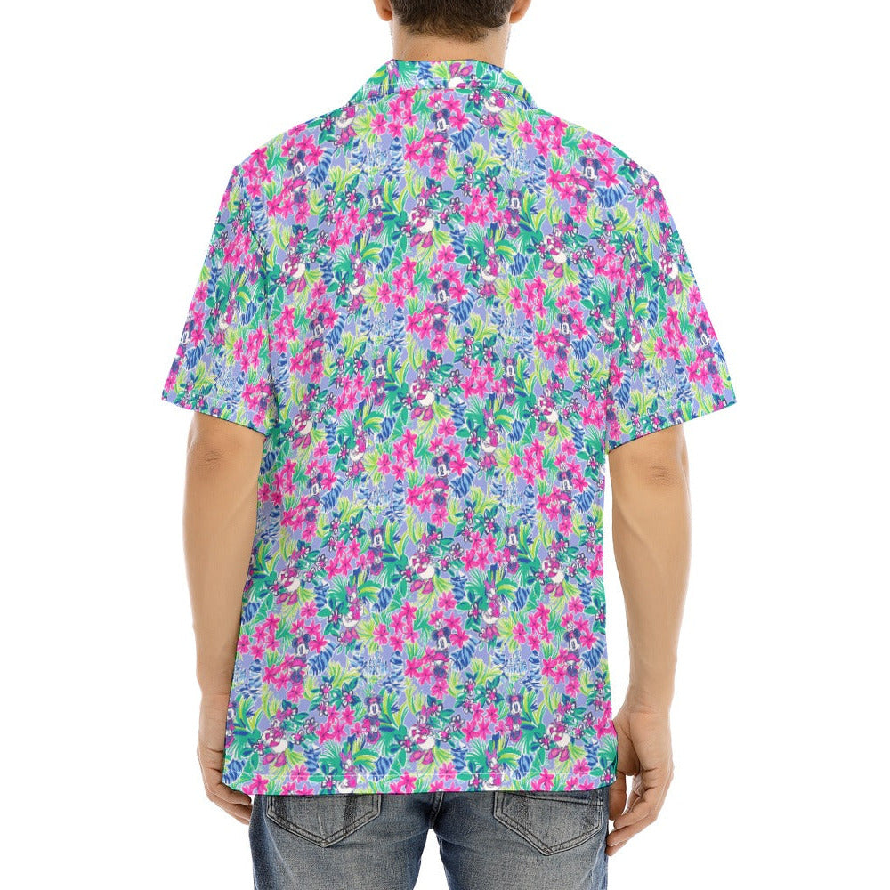 Bright Tropical Bliss - Island Mouse Duo - Men's Hawaiian Button Up Shirt