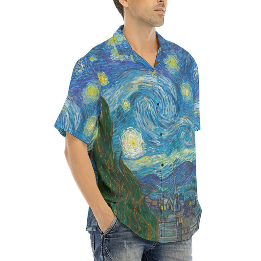 Van Gogh Starry Night - Men's Hawaiian Button Up Shirt