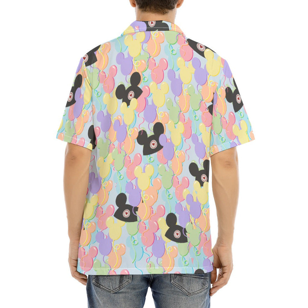 Pastel Mouse Ear Balloons - Men's Hawaiian Button Up Shirt