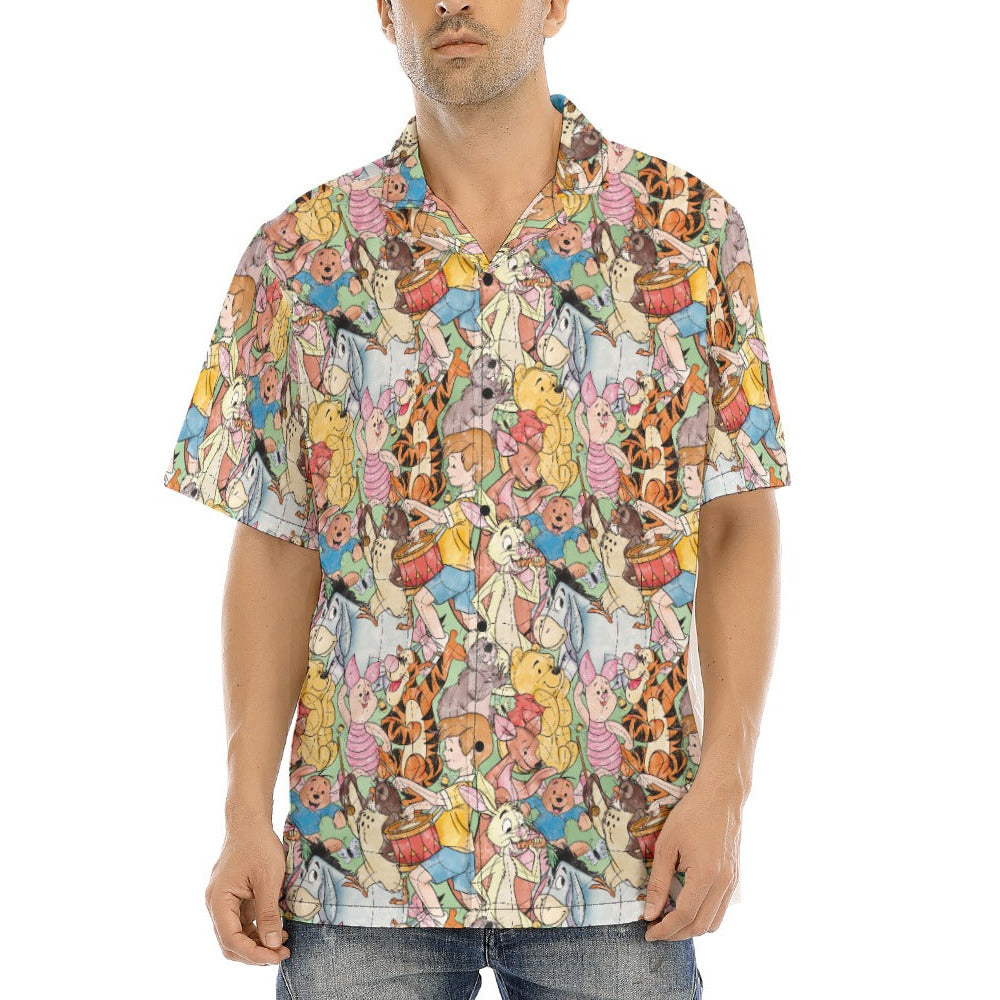 Sketched Hundred Acre Crew - Men's Hawaiian Button Up Shirt