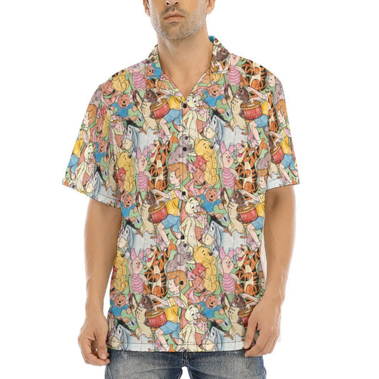 Sketched Hundred Acre Crew - Men's Hawaiian Button Up Shirt