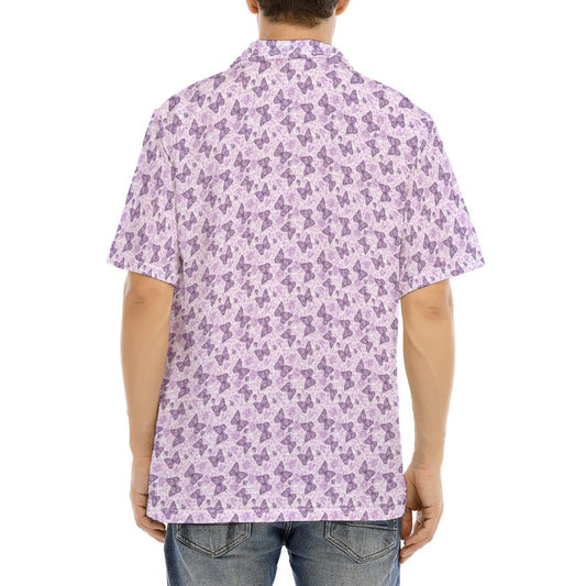 Lavender Butterflies - Men's Hawaiian Button Up Shirt