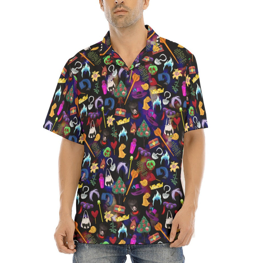 Villainous Icons Collage - Men's Hawaiian Button Up Shirt