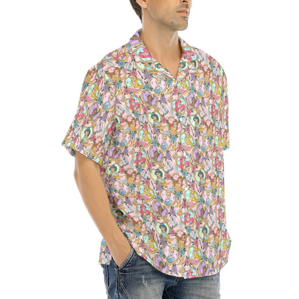 Tattoo Hearts Royal Icons - Men's Hawaiian Button Up Shirt