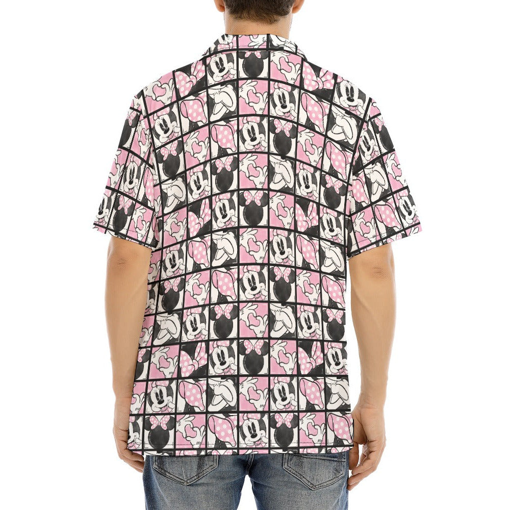 Mouse Bow Block Party - Men's Hawaiian Button Up Shirt