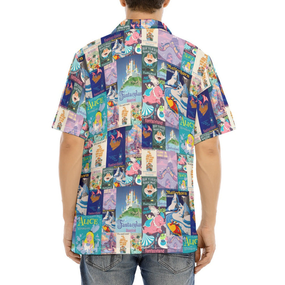 Vintage Fantasy Ride Posters - Men's Hawaiian Button Up Shirt