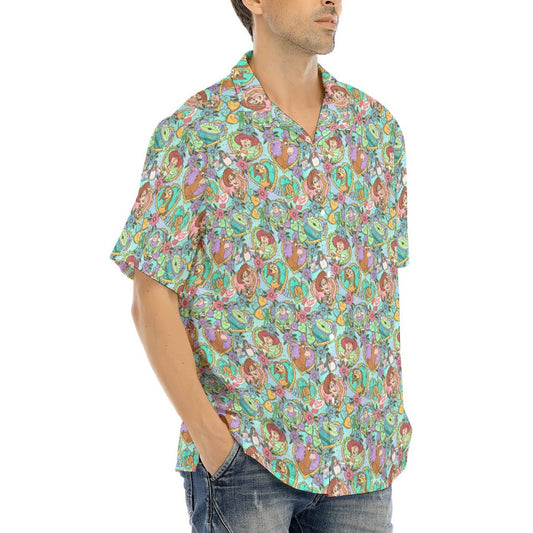 Tattoo Hearts Space Cowboys & Friends - Men's Hawaiian Button Up Shirt
